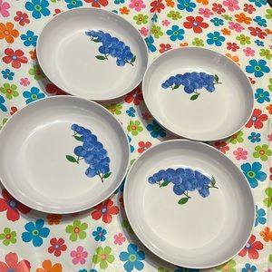 New Trueliving Set of Four 8” Blueberry Fruit Print Melamine Pasta Bowl